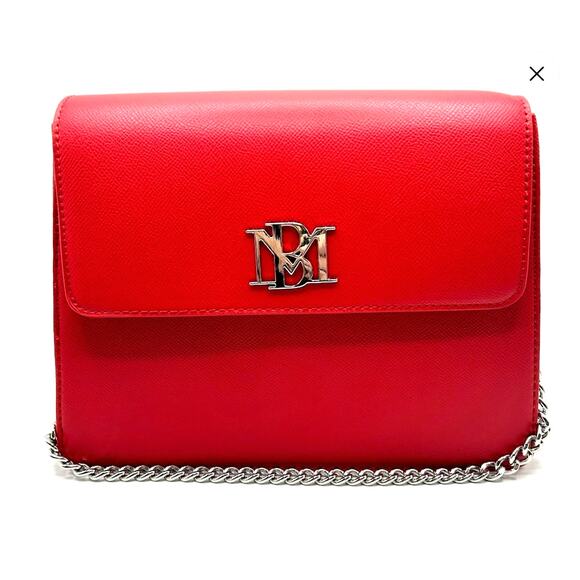 Badgley Mischka Logo Chain Strap Crossbody Clutch Bag Red - Picture 1 of 2